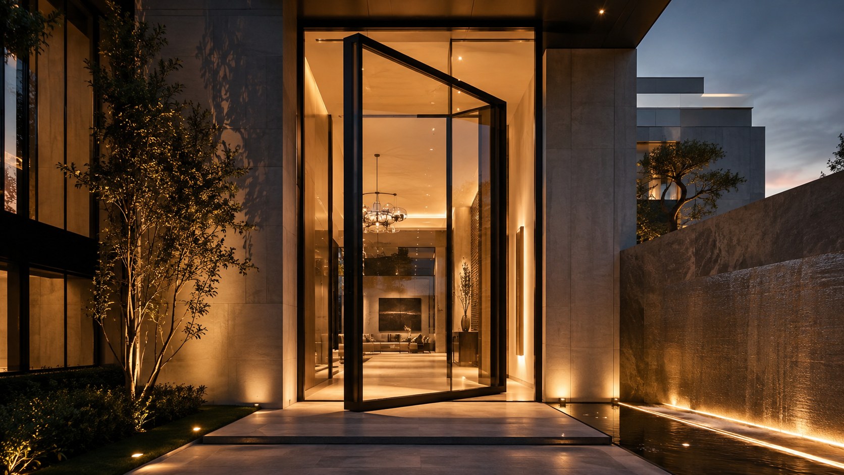 Luxury pivot door project for custom builders